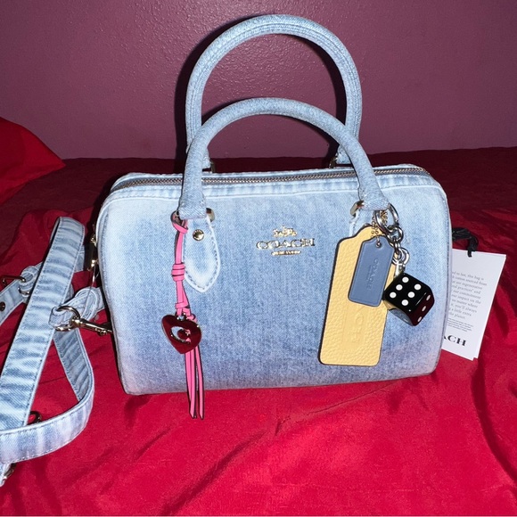 Coach Handbags - Coach Blue Loved Denim Rowan Satchel Bag (Medium)